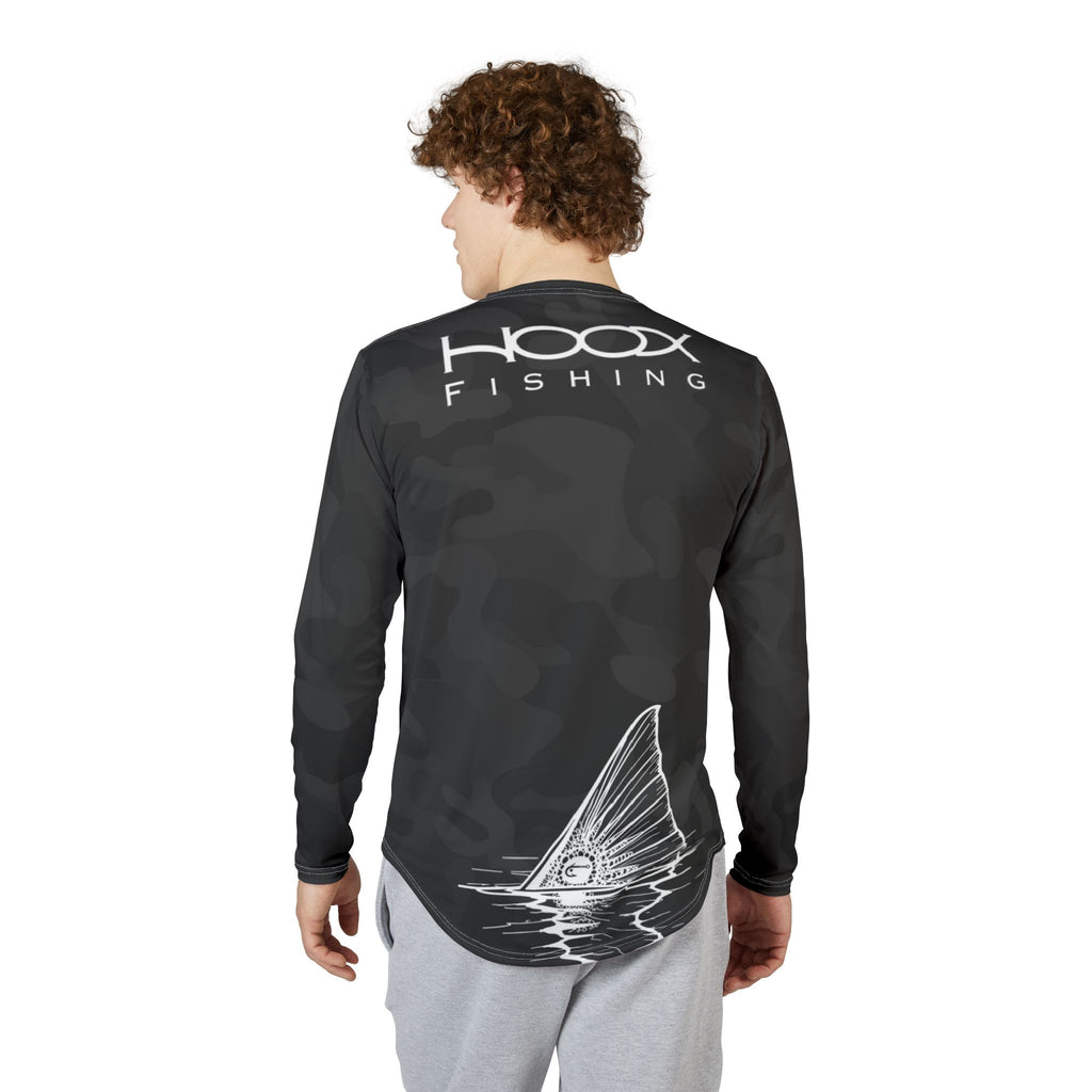 Hoox Black Camo Men's UV Protection Long Sleeve Shirt (AOP)