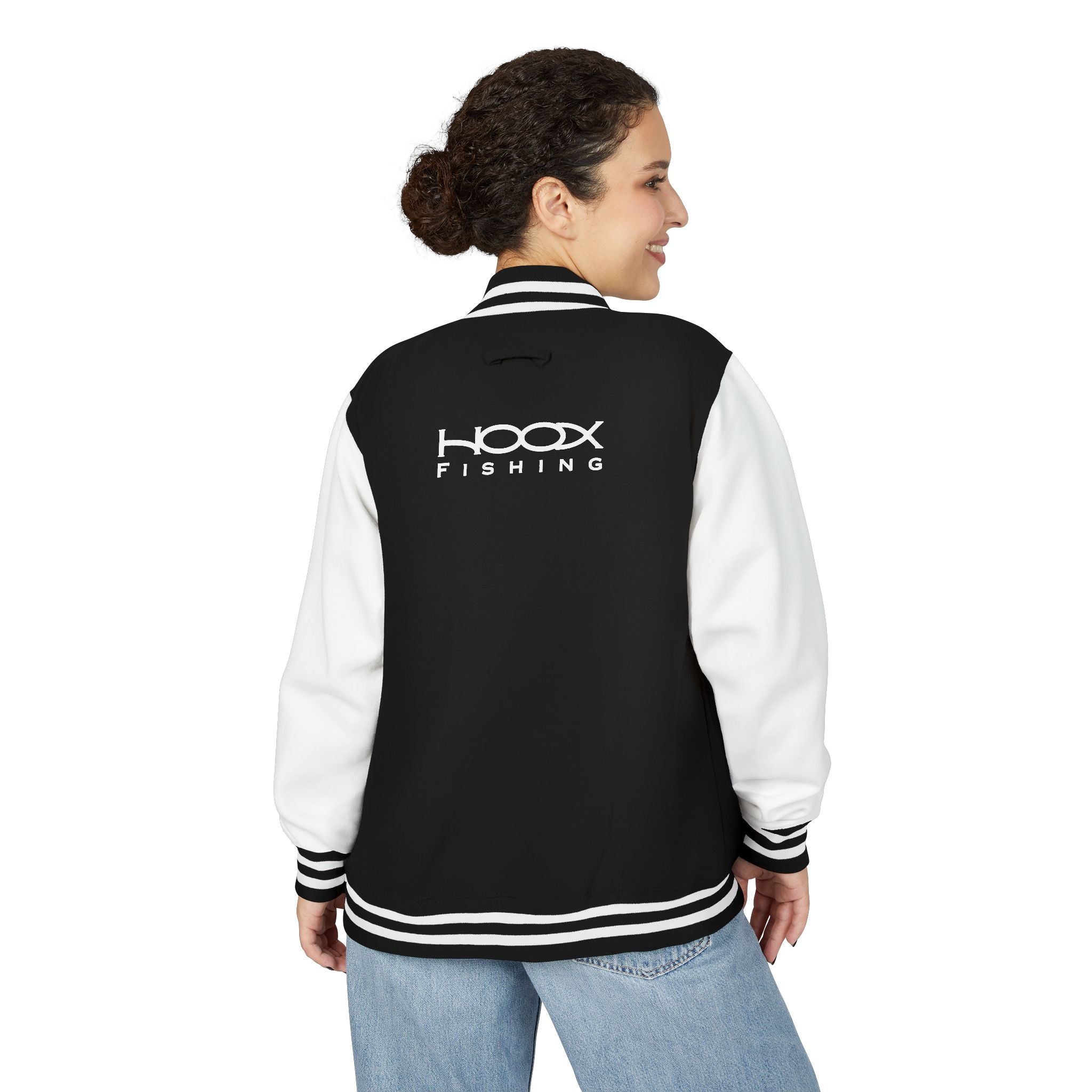 Hook Fishing Letterman Jacket | Red White varsity jacket