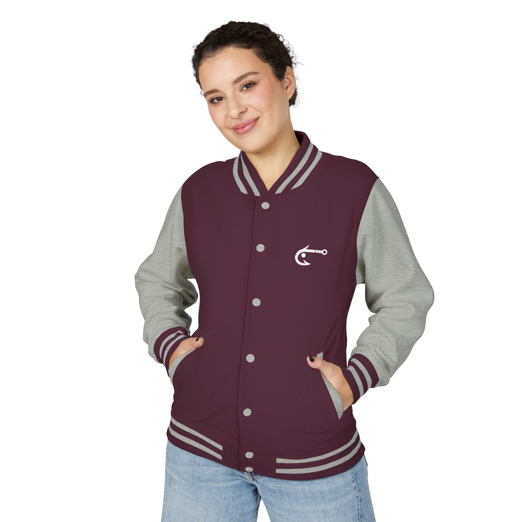 Hook Fishing Letterman Jacket | Red White varsity jacket