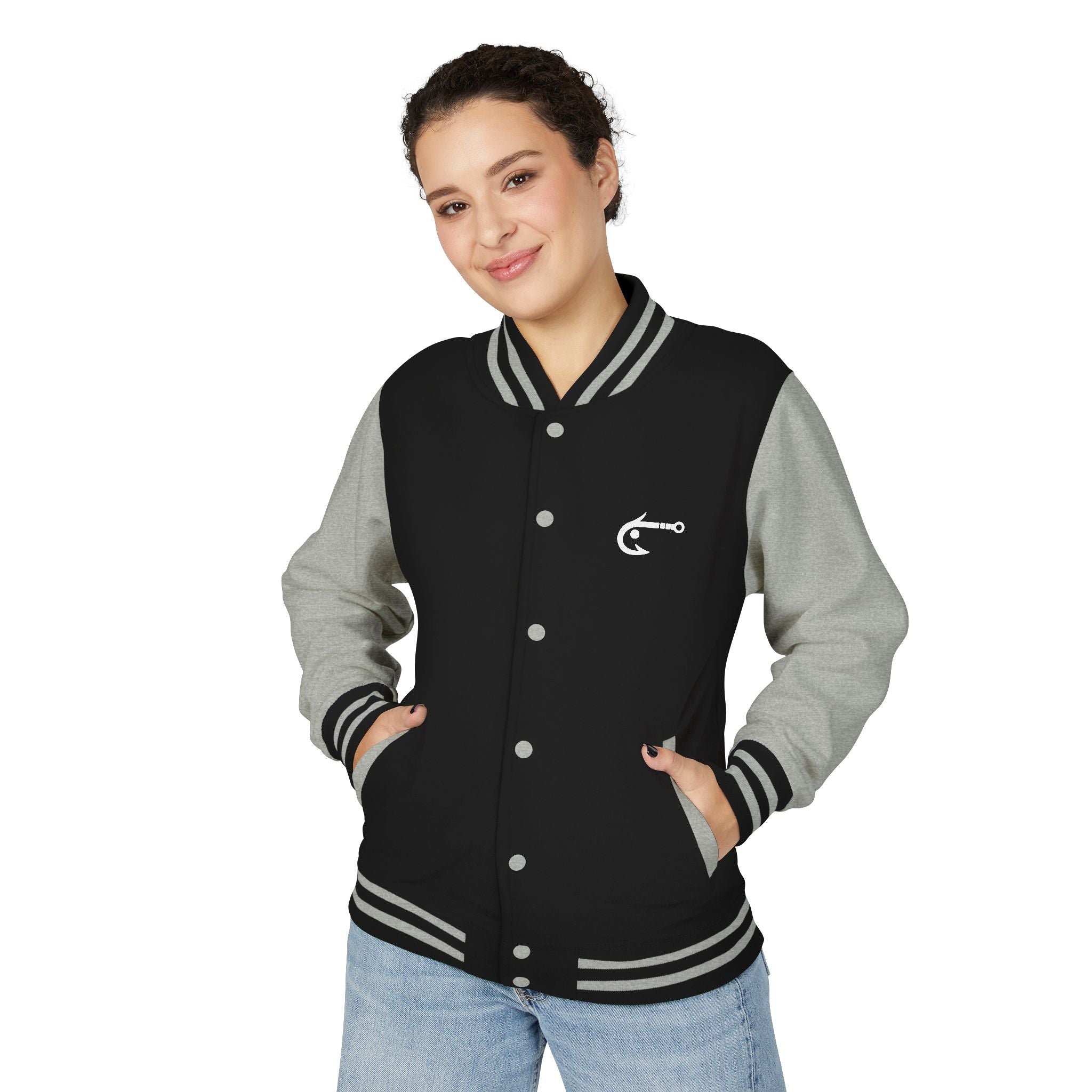Hook Fishing Letterman Jacket | Red White varsity jacket