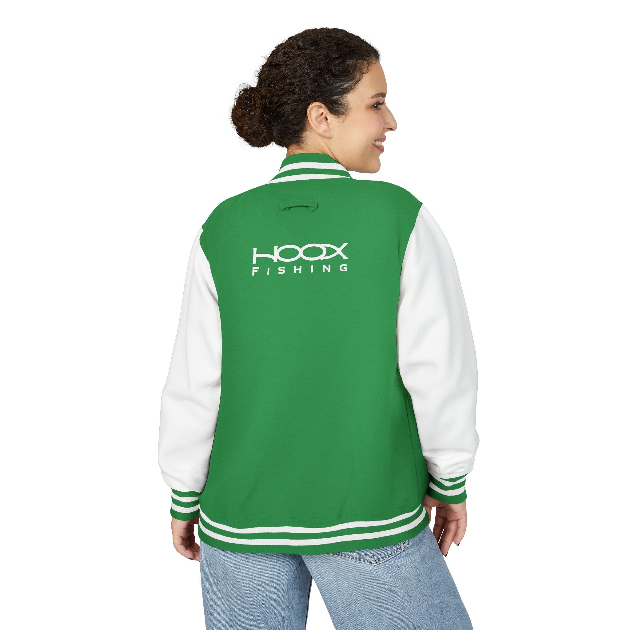 Hook Fishing Letterman Jacket | Red White varsity jacket
