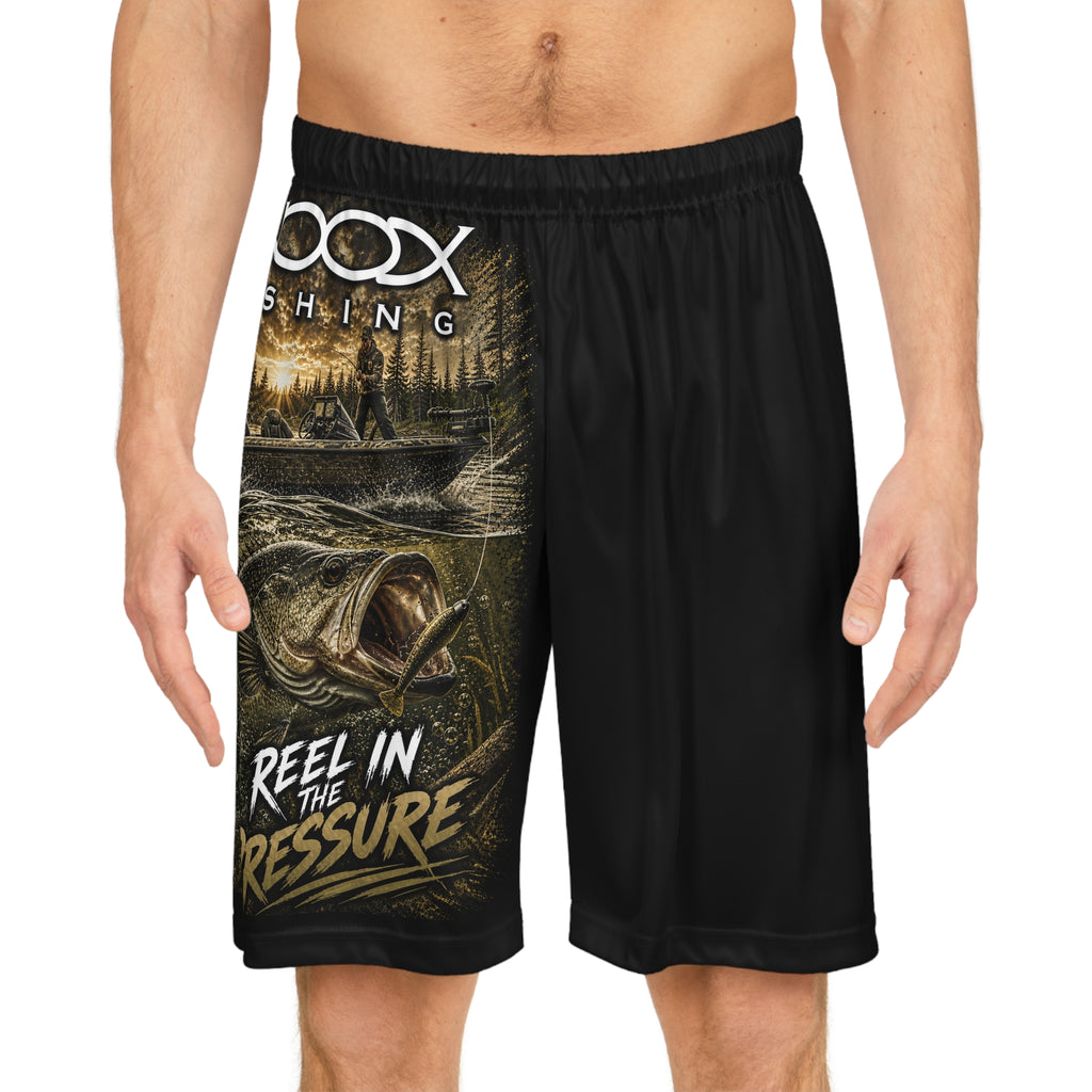 Hoox Bass Reel in the Pressure Fishing Shorts