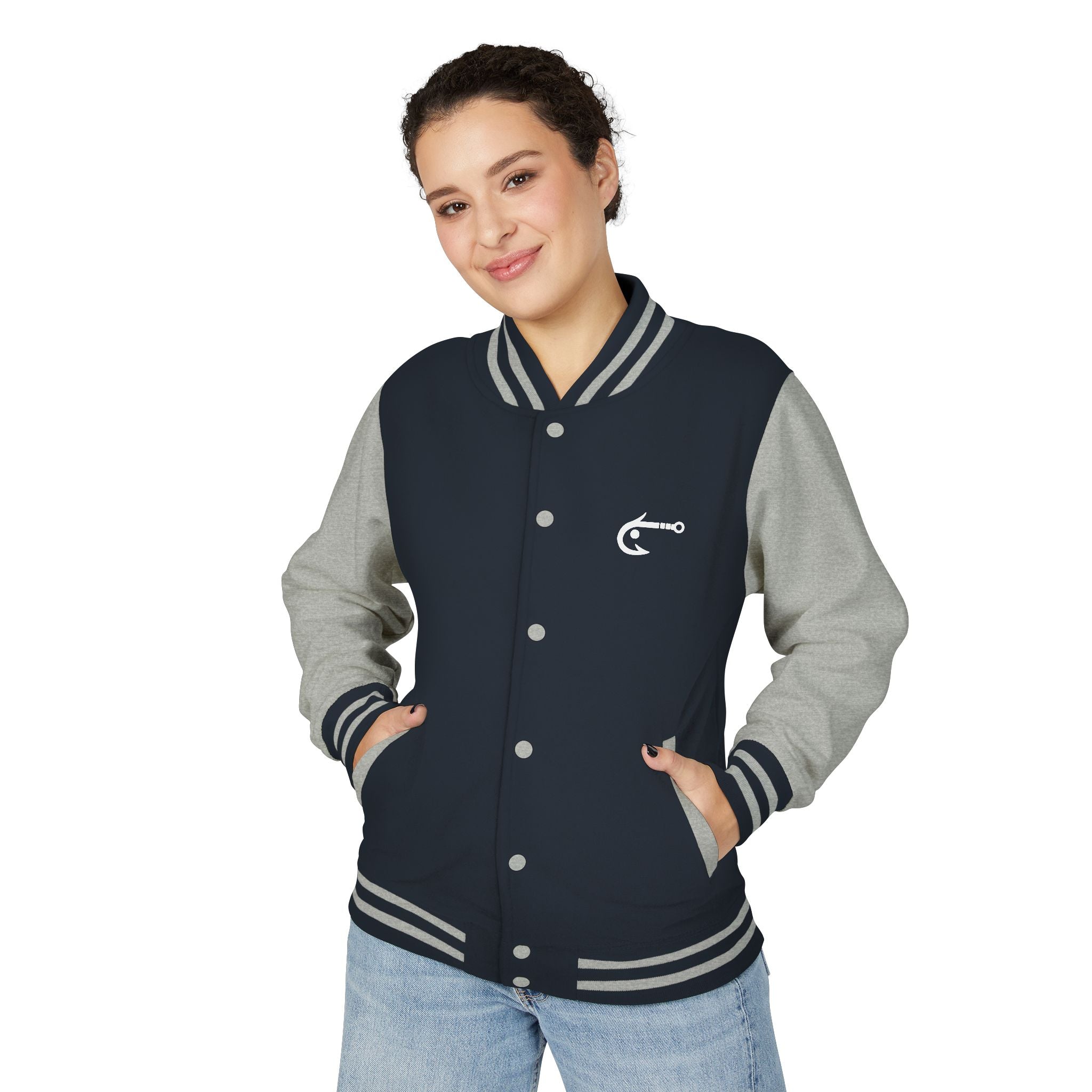 Hook Fishing Letterman Jacket | Red White varsity jacket
