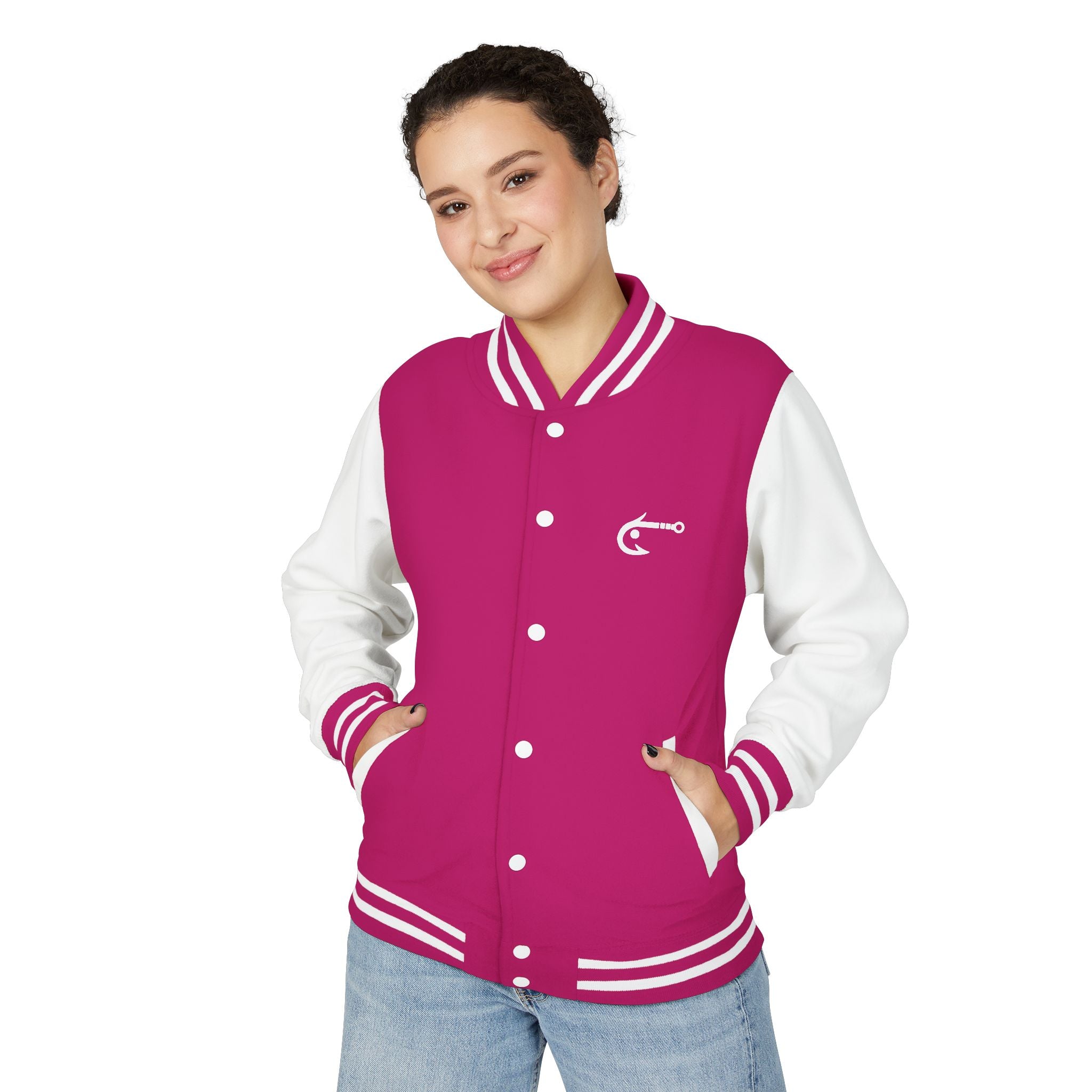 Hook Fishing Letterman Jacket | Red White varsity jacket