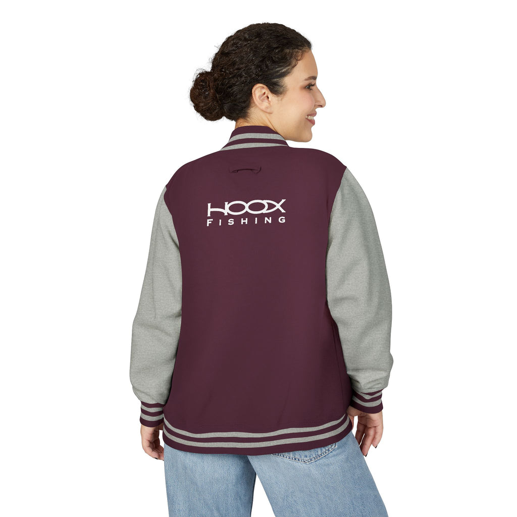 Hook Fishing Letterman Jacket | Red White varsity jacket