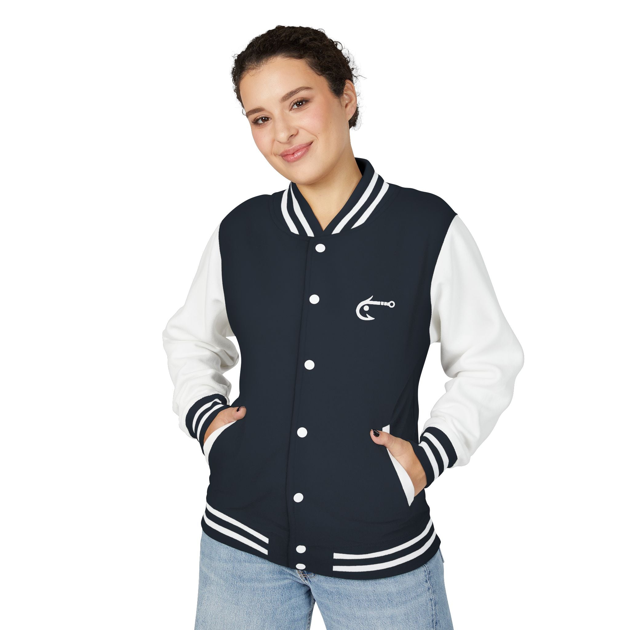 Hook Fishing Letterman Jacket | Red White varsity jacket