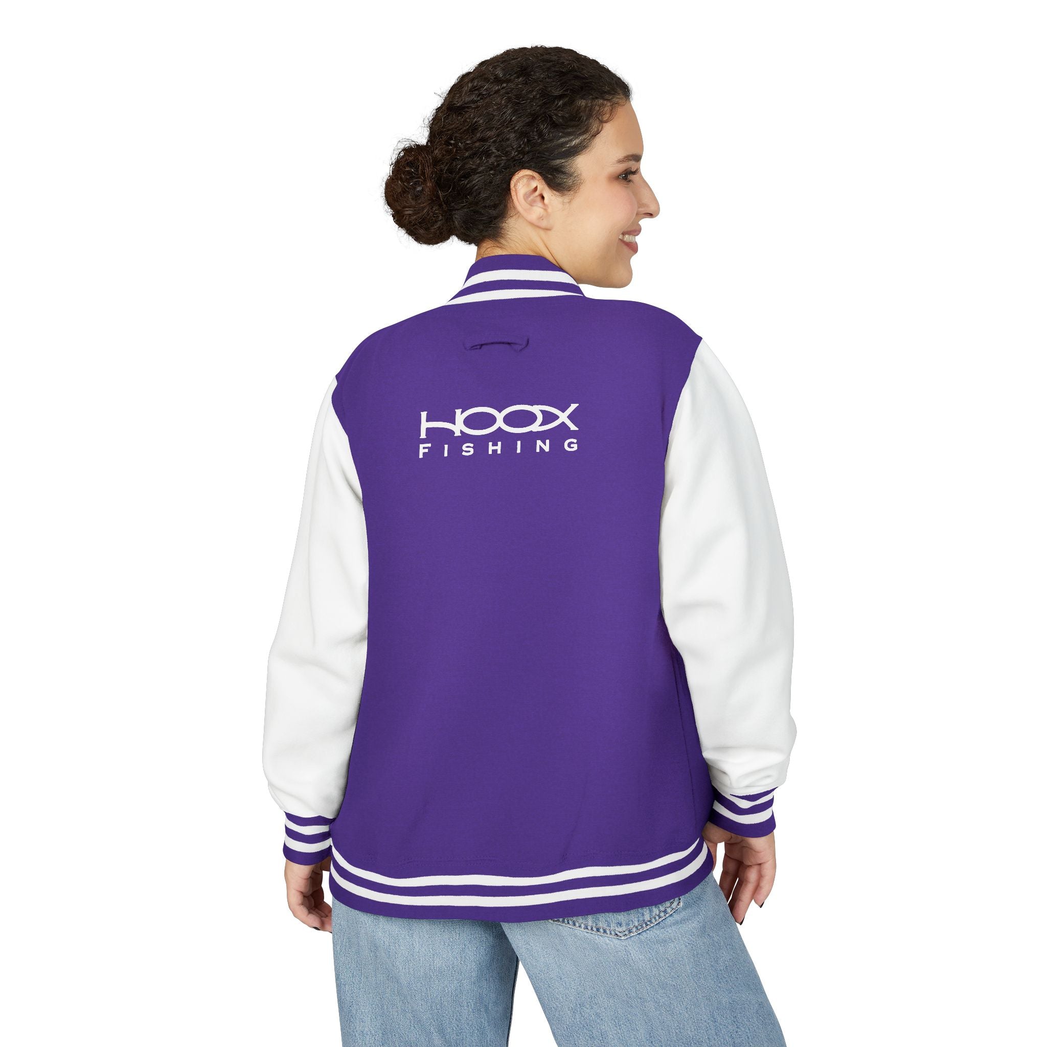 Hook Fishing Letterman Jacket | Red White varsity jacket