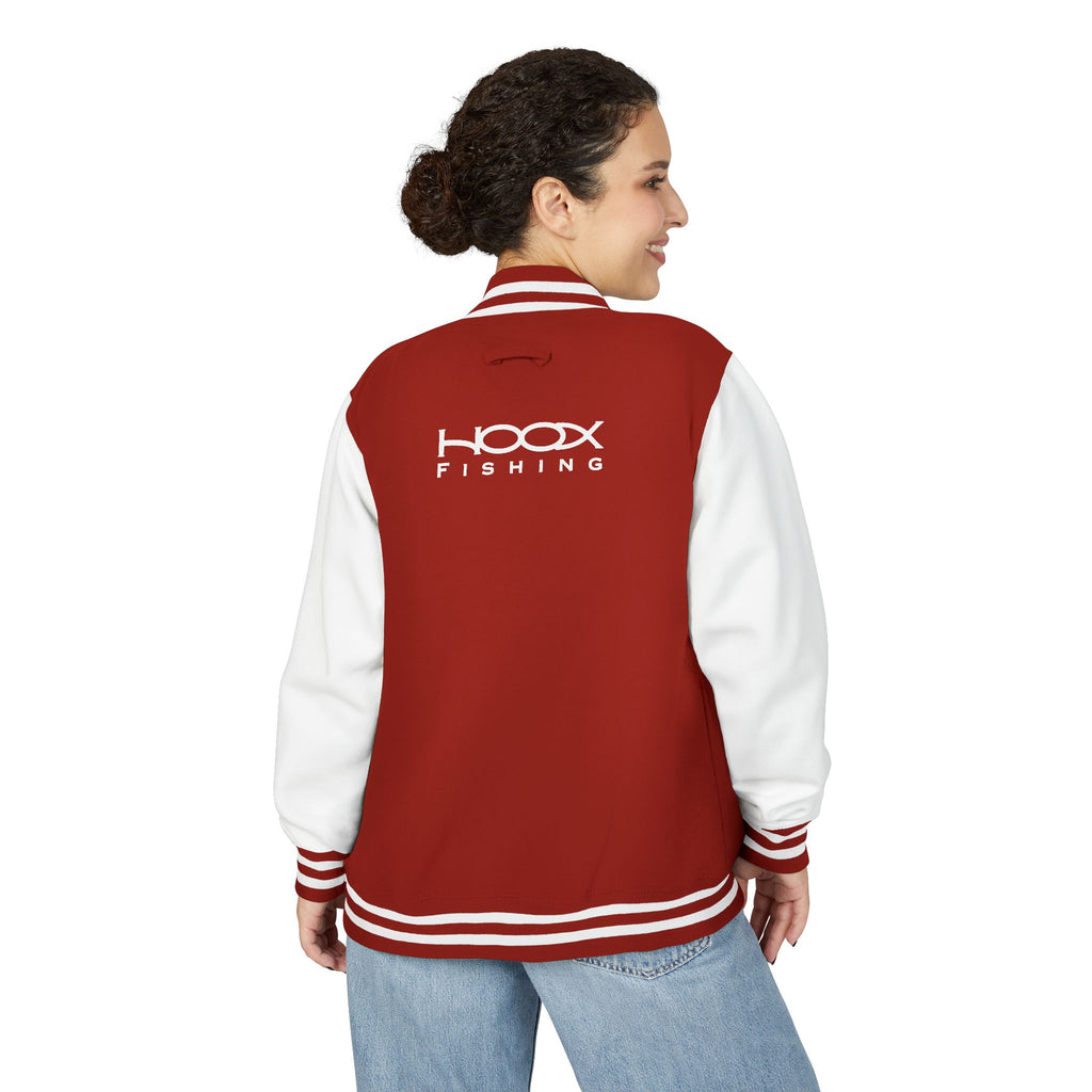 Hook Fishing Letterman Jacket | Red White varsity jacket