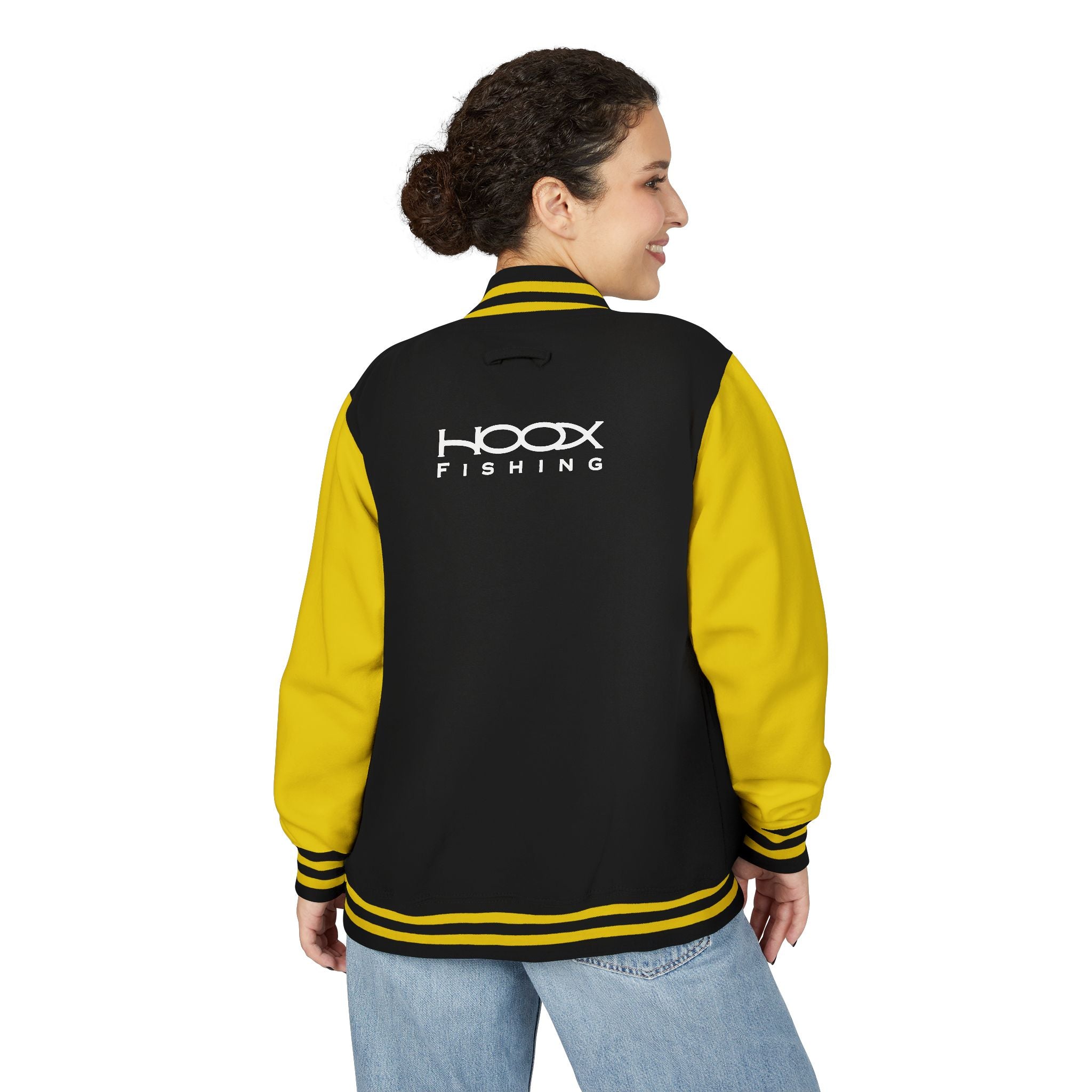 Hook Fishing Letterman Jacket | Red White varsity jacket