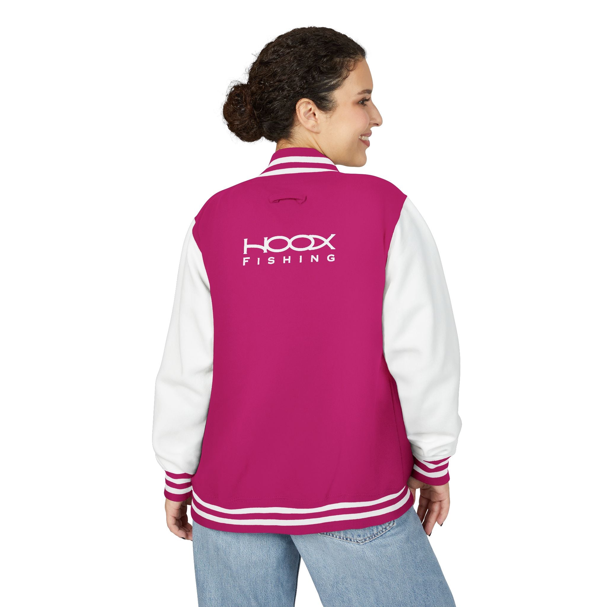 Hook Fishing Letterman Jacket | Red White varsity jacket