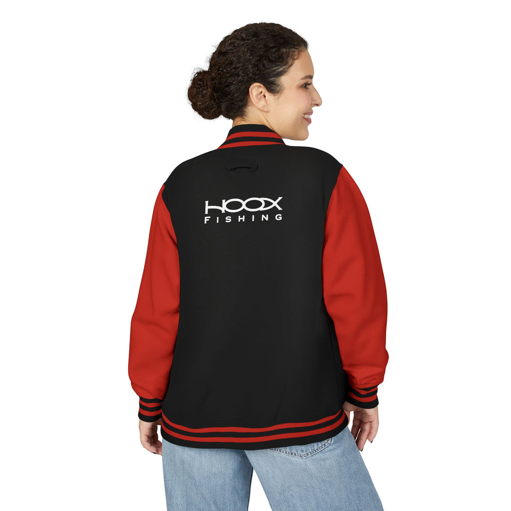 Hook Fishing Letterman Jacket | Red White varsity jacket