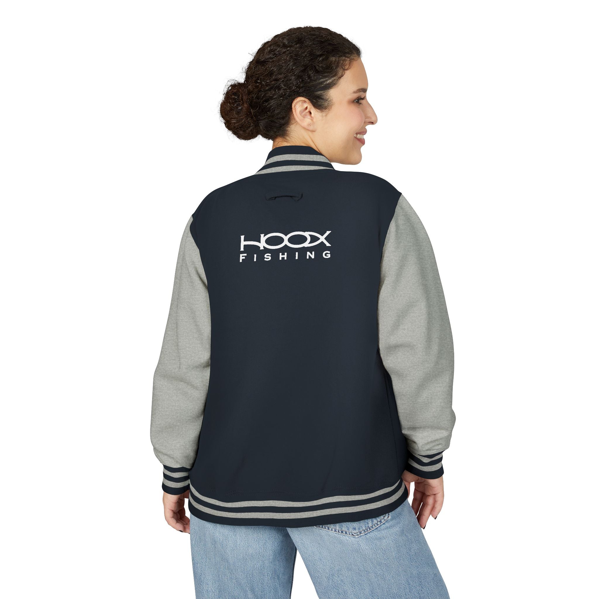 Hook Fishing Letterman Jacket | Red White varsity jacket