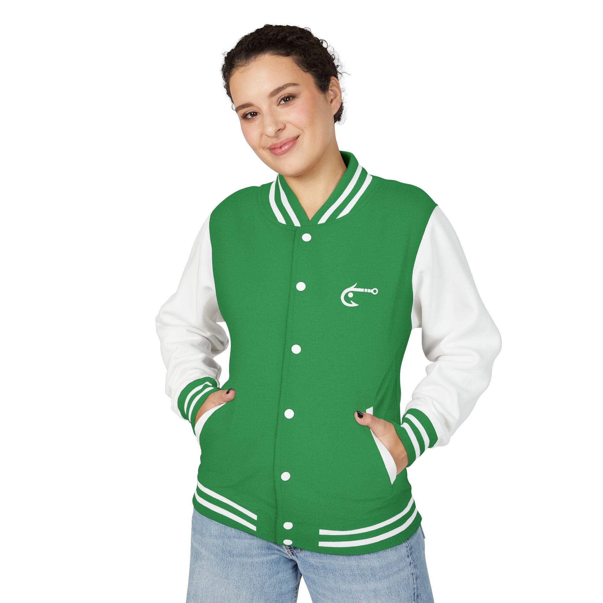 Hook Fishing Letterman Jacket | Red White varsity jacket